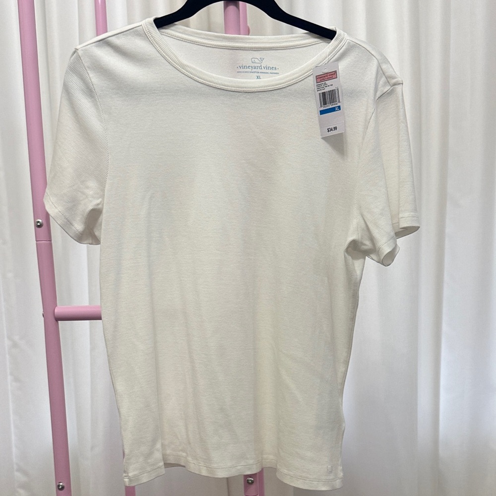 Vineyard Vines White Heritage Rib Tee